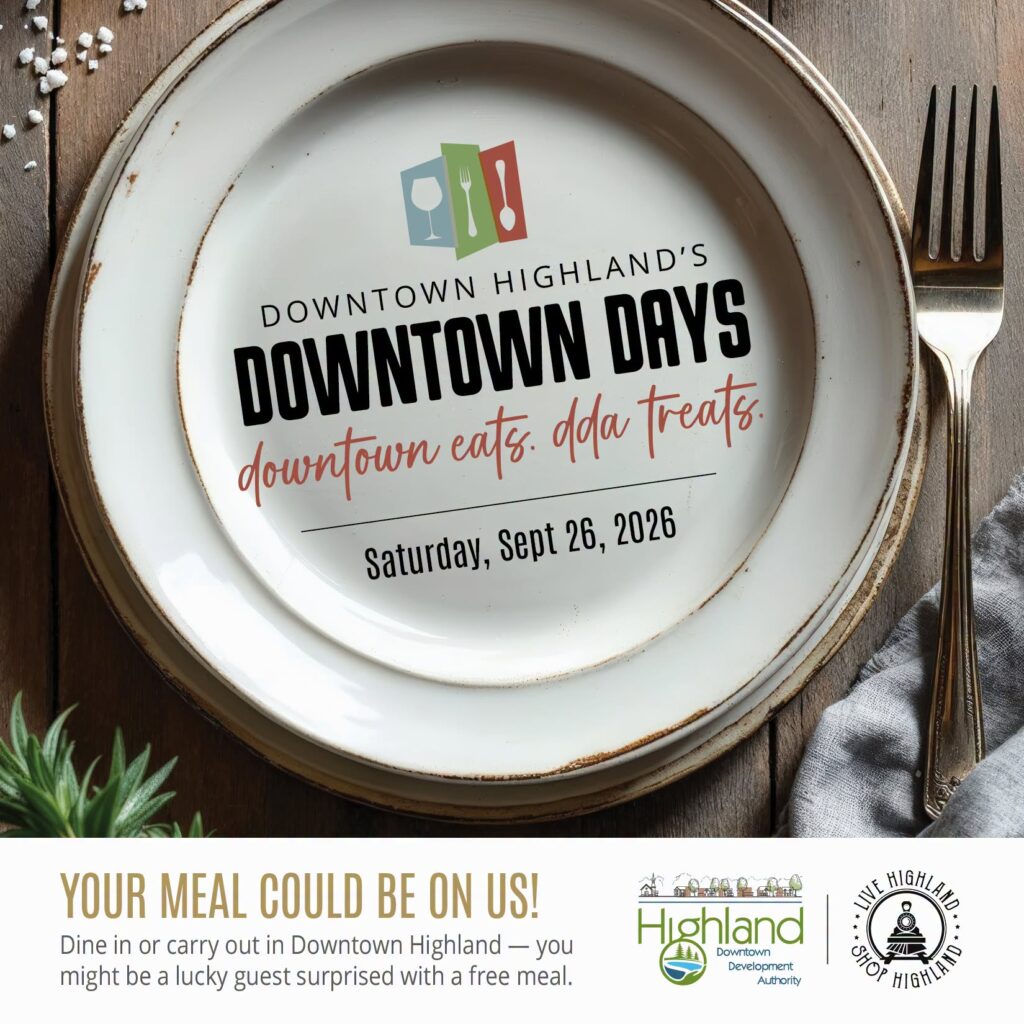 Downtown Highland Downtown Days dining event promotional graphic