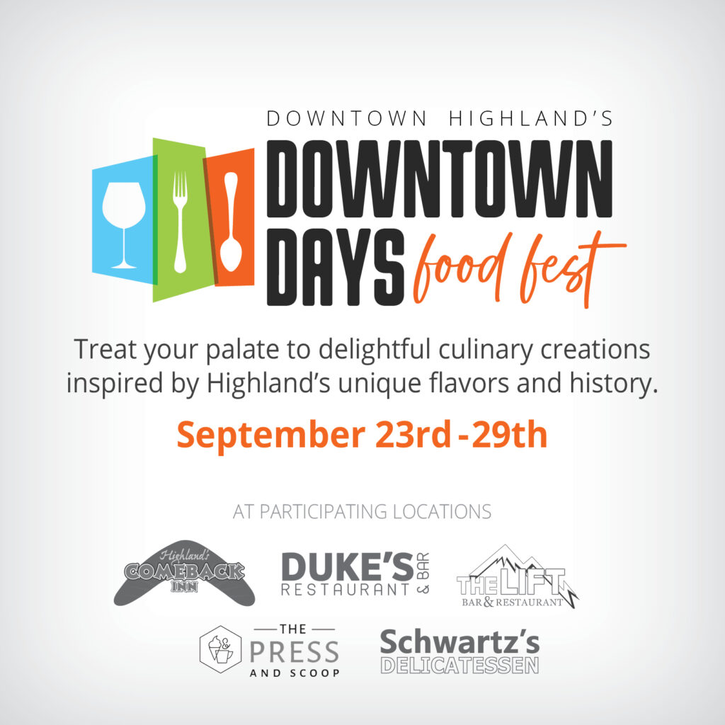 ddsocialmedia3 Downtown Highland's food fest, September 23-29, participating restaurants.