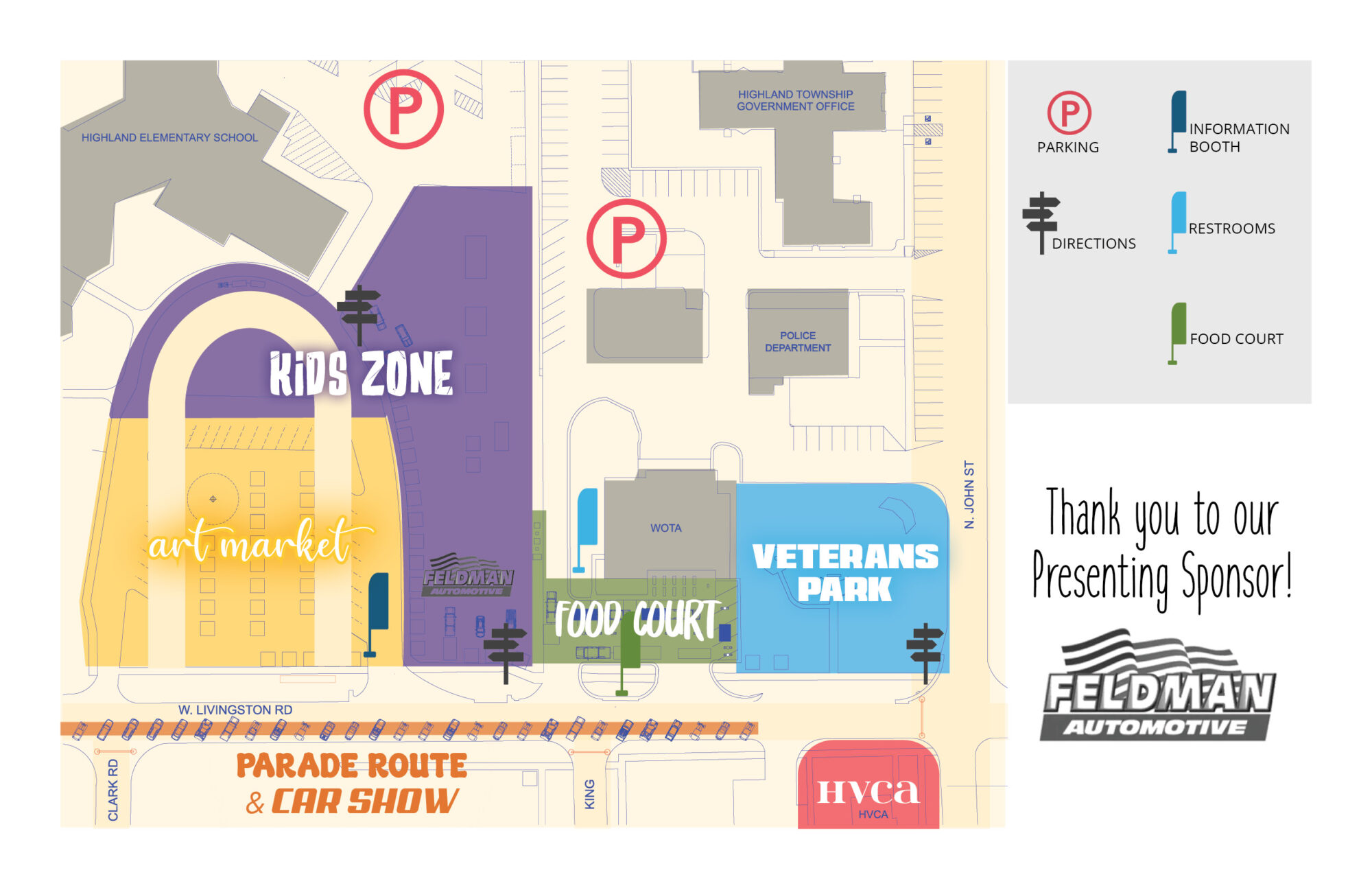 Event map with zones and sponsor information.