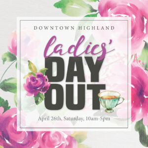 Ladies' Day Out event poster with floral design.