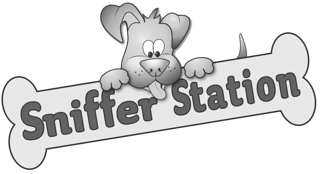 5ba28556132c6 logowhitetext Cartoon dog with 'Sniffer Station' bone sign.