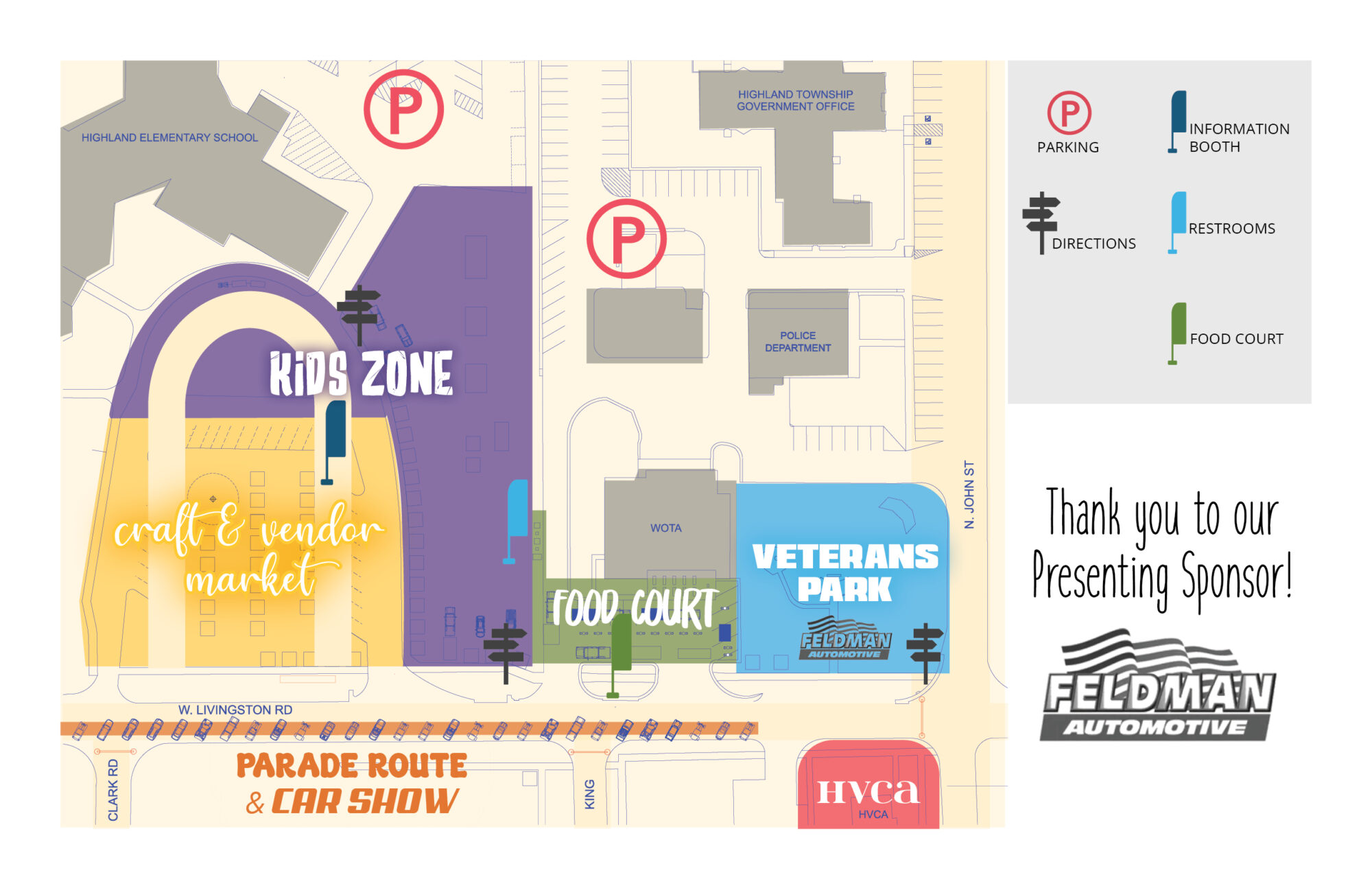 map2 Event map with Kids Zone, food court, parking.