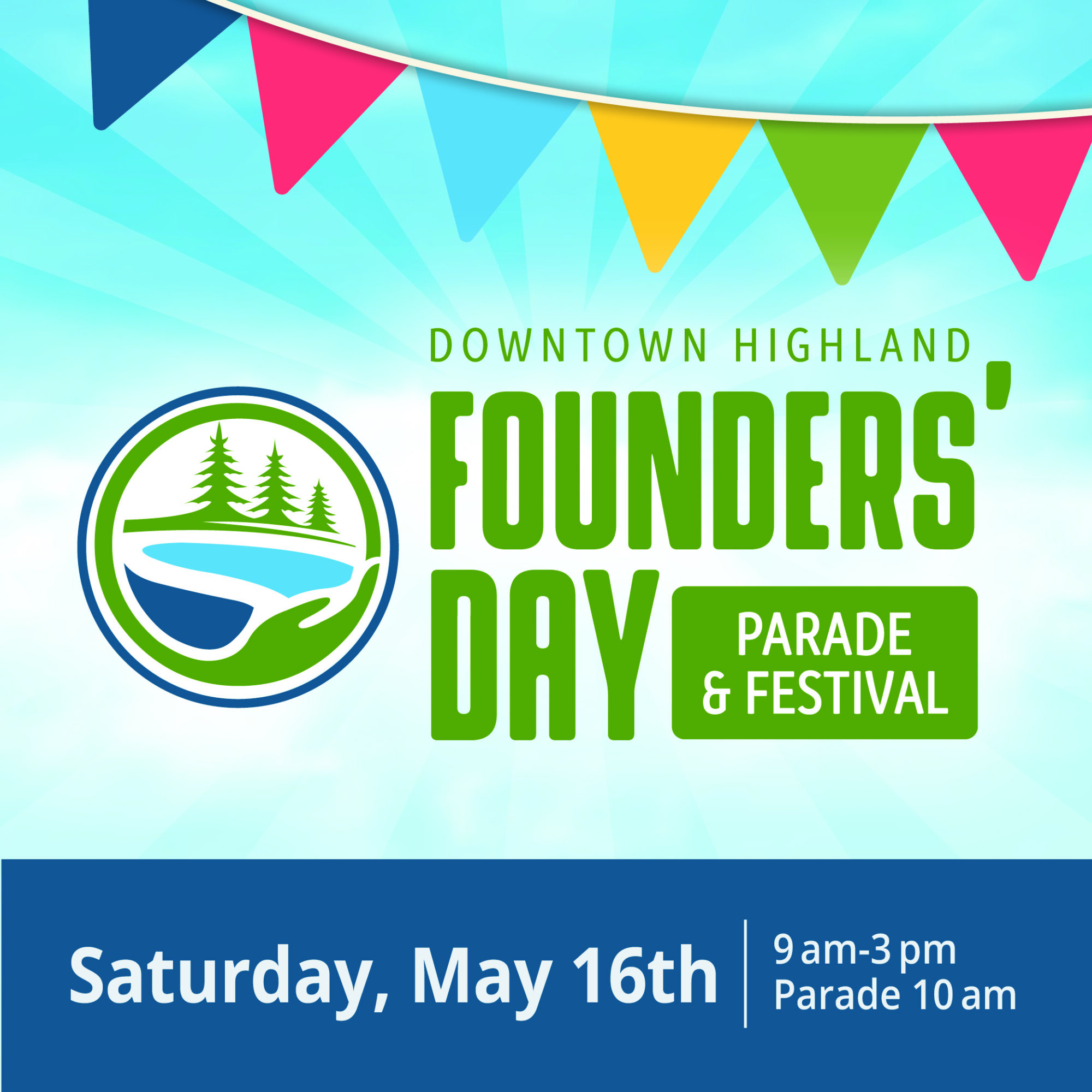 Founders' Day festival poster with date and time