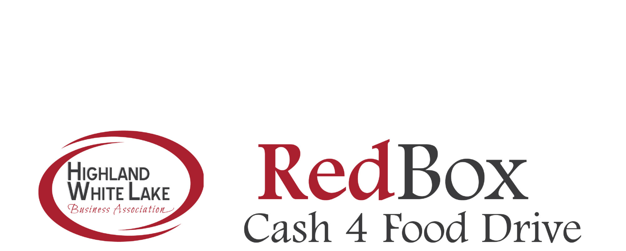 Highland White Lake Business Association RedBox Cash 4 Food Drive logo